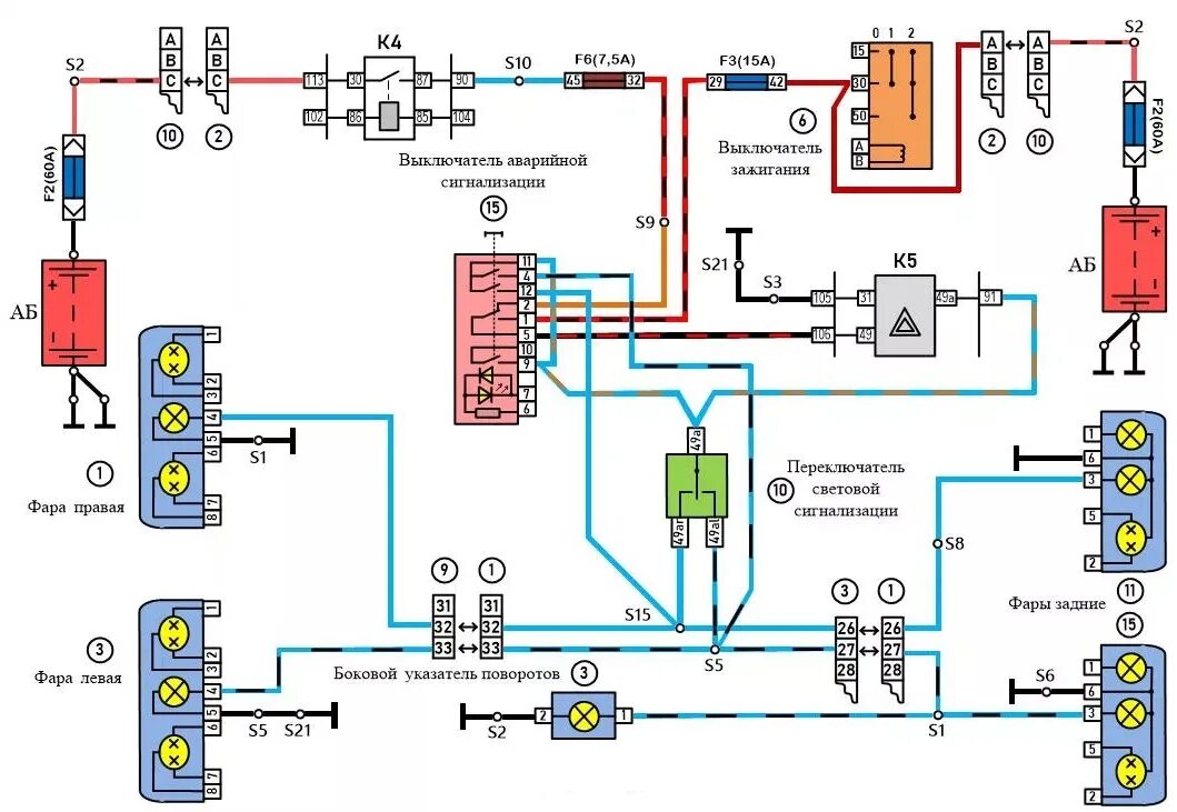 Не работают габариты и ближний свет. Схема поворотников Приора 1. ВАЗ 2110 схема поворотов аварийной сигнализации. Схема аварийной сигнализации Гранта. Схема поворотников и аварийной сигнализации Гранта.