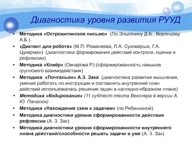 Методика "островитянское письмо" (по эльконину д.б., Воронцову а.б.). Методика диагностики рефлексивности (опросник Карпова а.в. Эльконин методика диагностики. Диагностические методы выявления уровня развития.