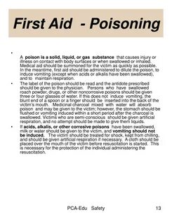 Poisoning first aid