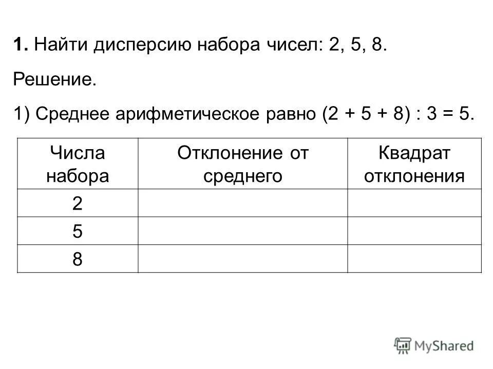 Найдите отклонение набора чисел. Найдите отклонение набора чисел