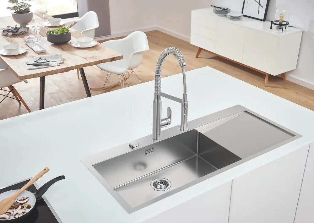 Мойки для кухни из нержавейки grohe. Мойка гроя. Мойка grohe k700. Мойка grohe k700. Смеситель grohe minta 32321002.