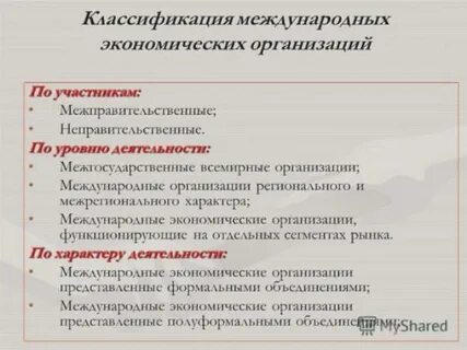 Новые международные экономические организации