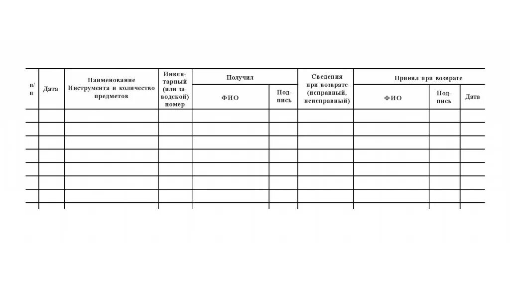 Образец журнала ворд. Карточка учета выдачи инструмента. Журнал учета инструмента и приспособлений. Журнал учета выдачи инструмента. Таблица выдачи инструмента.