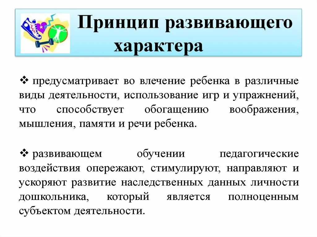 Принцип развивающего и воспитывающего. Принцип развивающего характера. Принцип развивающего характера образования. Принципы развивающего обучения дошкольников. Принципы развивающегося обучения принцип.