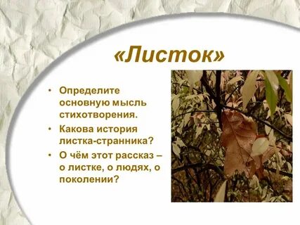 Размер листок лермонтова