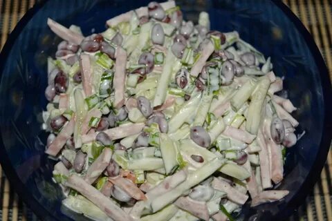 Салаты с мясом огурцами фасолью