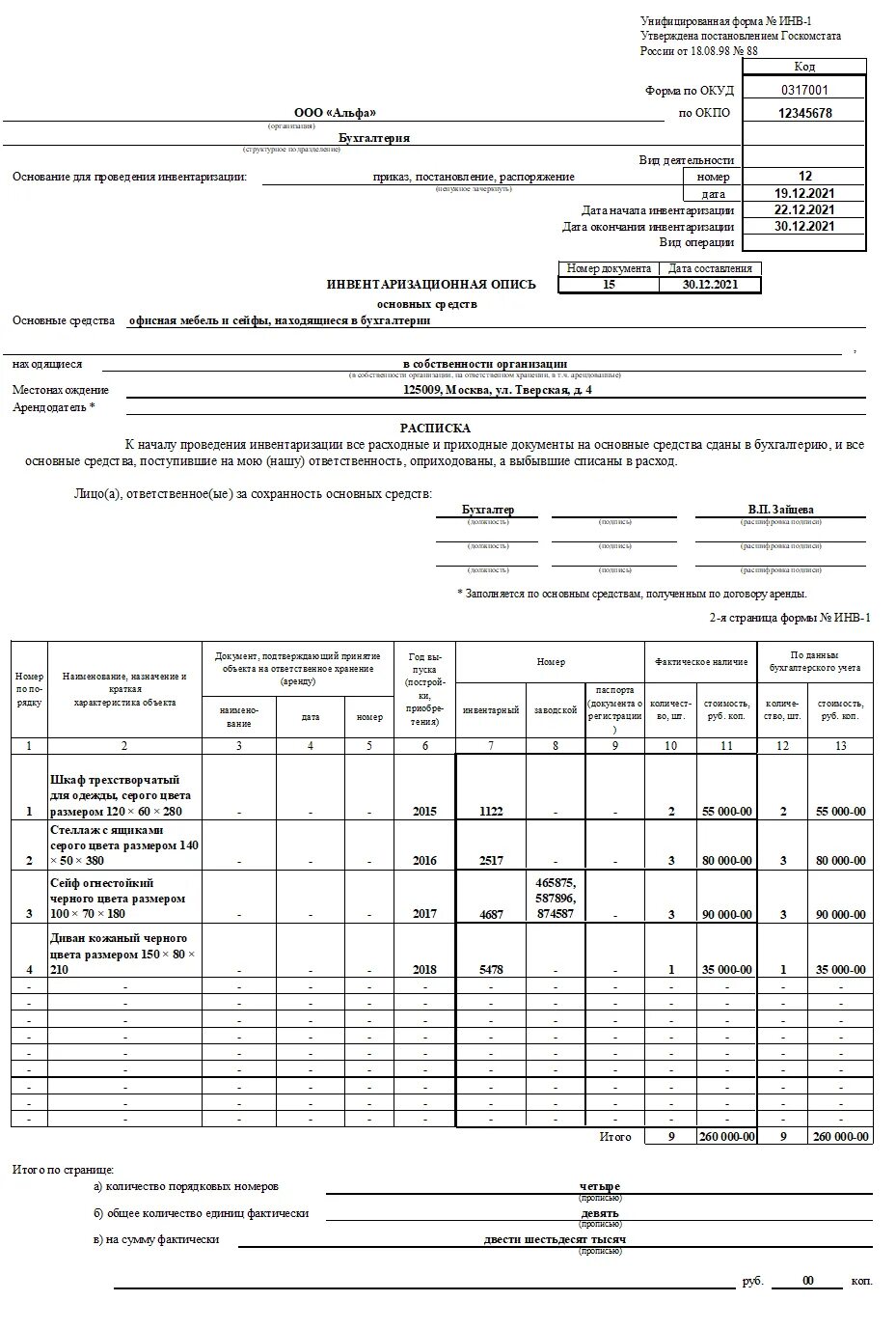 Образец заполнения инвентаризационной описи 0504087. Образец заполнения инвентаризационной описи 0504087 образец заполнения. Инвентаризационная опись основных средств пример заполненный. 0504087 Инвентаризационная опись. Инвентаризация ип