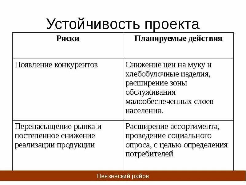 План устойчивости проекта после его внедрения Риски проекта в школе