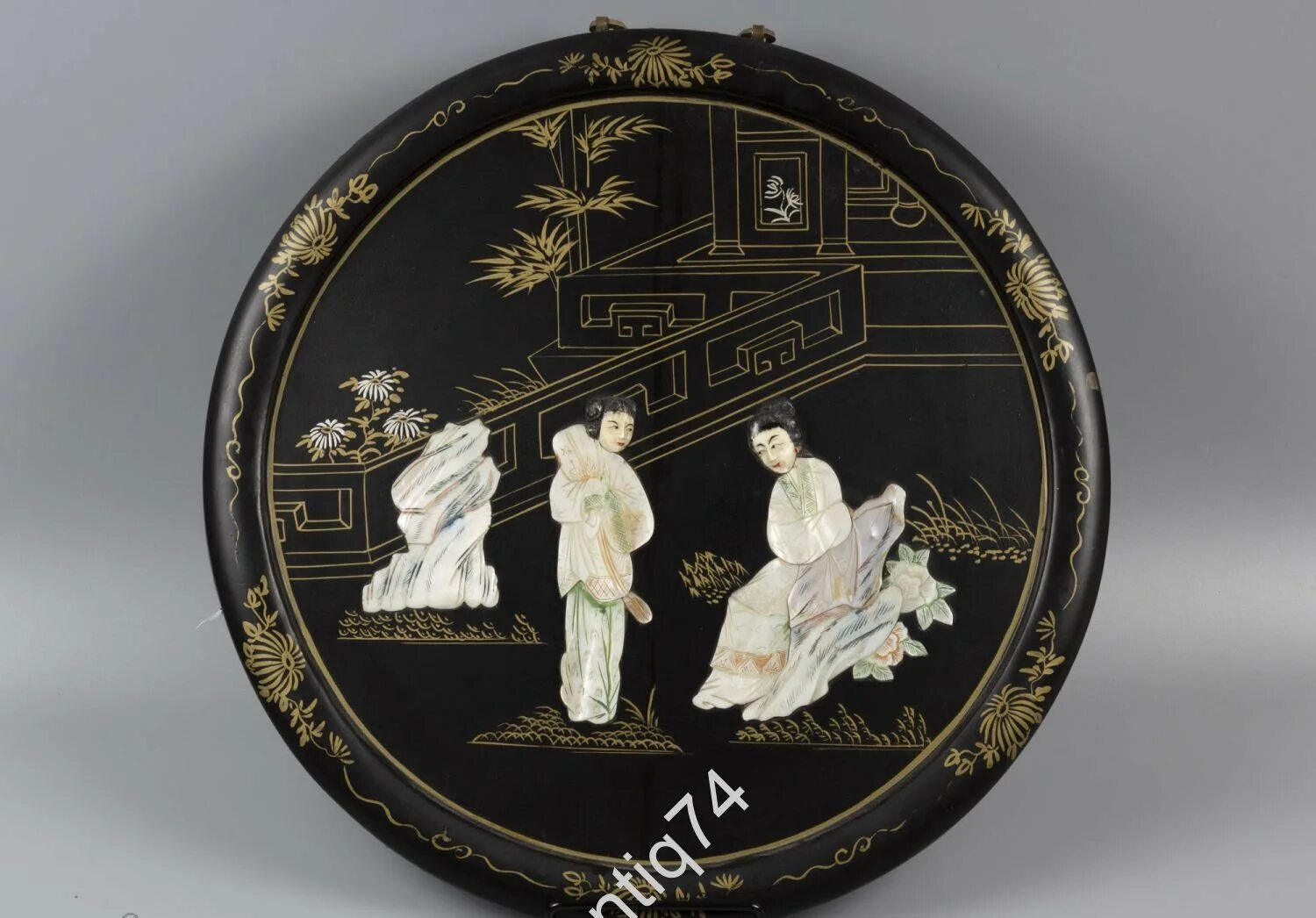 китайское панно из перламутра "птицы". панно перламутр. панно из перламутра. черная китайская ширма с инкрустацией. китайское панно из ракушек.