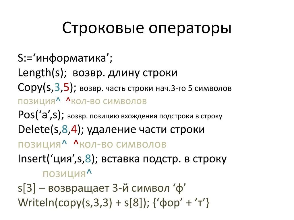 Тест язык программирования паскаль 8 класс. Строковые операторы. Строковые. Операторы языка программирования Паскаль. S В информатике.