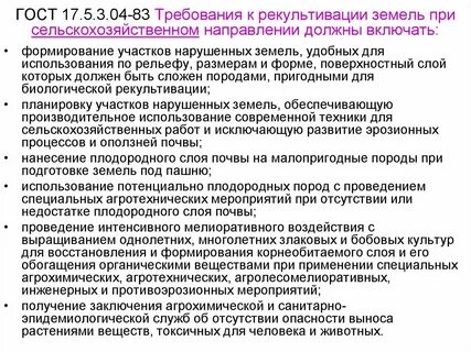 Состав проекта рекультивации