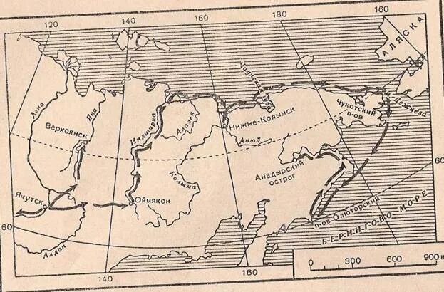 Семён дежнёв маршрут экспедиции. Экспедиция Попова и Дежнева 1648. Маршрут путешествия семёна Дежнева. Маршрут экспедиции семена Дежнева. Маршрут экспедиции дежнева