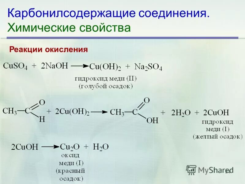 Свойства реакции. Свойства реакции