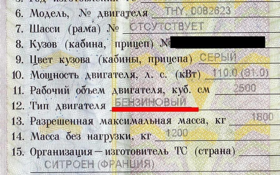 Модель и номер двигателя
