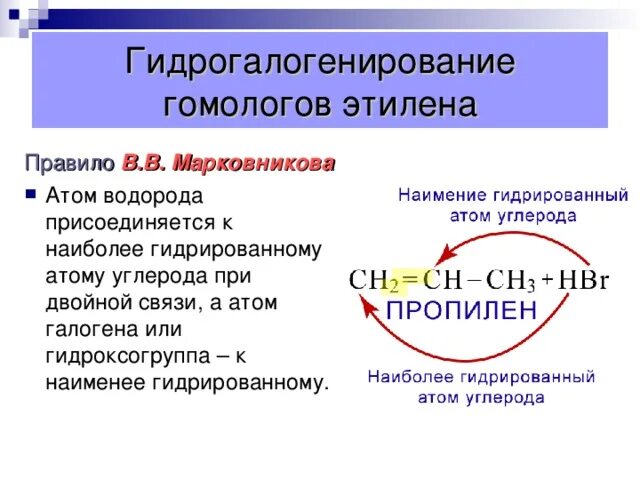 Гидрогалогенирование тип реакции. Гидрогалогенирование. гидрированный атом. наименее гидрированный атом углерода это. наименее гидрированный атом это.