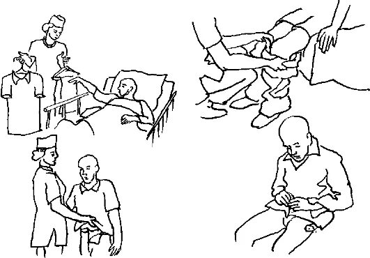 Снятие манипуляций. Смена рубашки тяжелобольному пациенту алгоритм. Одевание больного. Смена нательного белья пациенту. Одевание нательного белья.