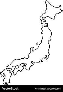 Japan map of black contour curves Royalty Free Vector Image