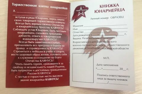 Как заполнить книжку юнармейца образец