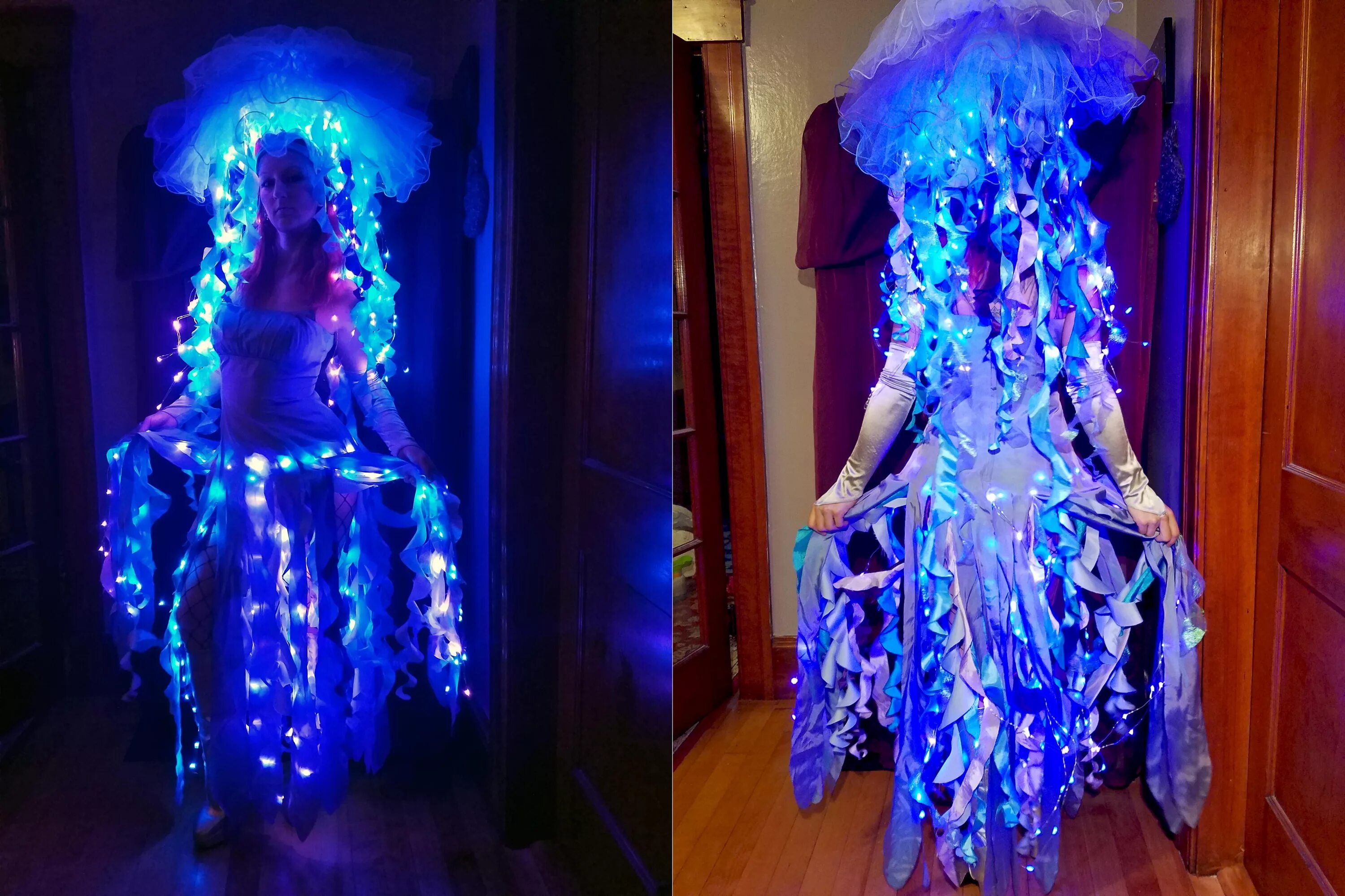 Костюм из ниток. Костюм медуза. Костюм из подручных материалов. Костюм медузы для девочки. Новогодний костюм медузы.