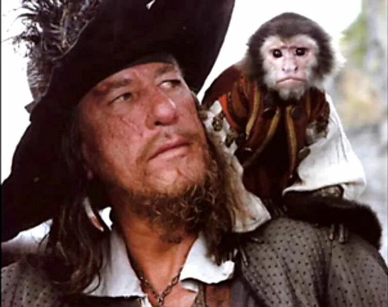 Обезьяна джек. Джек обезьяна Барбосса. Капитан Барбосса с обезьяной. Капитан Гектор Барбосса и Джек обезьяна. Капитан Барбосса пираты Карибского моря.