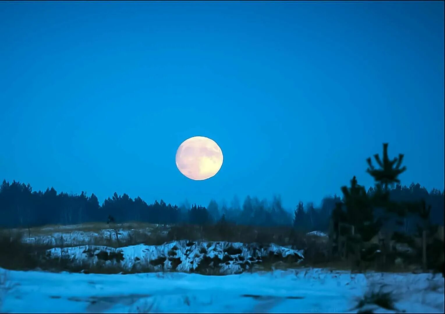 Луна над горизонтом. Суперлуние в россии. астрономическая зима. луна над россией. зима большая луна.