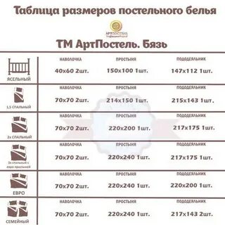 Размер детского постельного