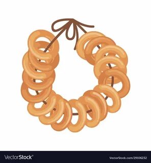 A bunch of bagels on a rope icon in flat style isolated on a white background. R