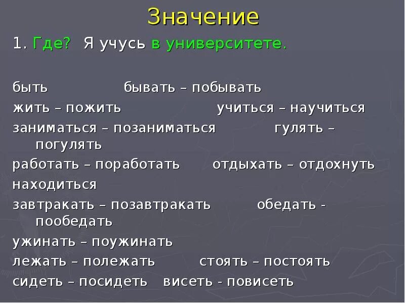 Бывало есть такое слово. Быть и бывать. Жить жить пожить пожить Симпл.