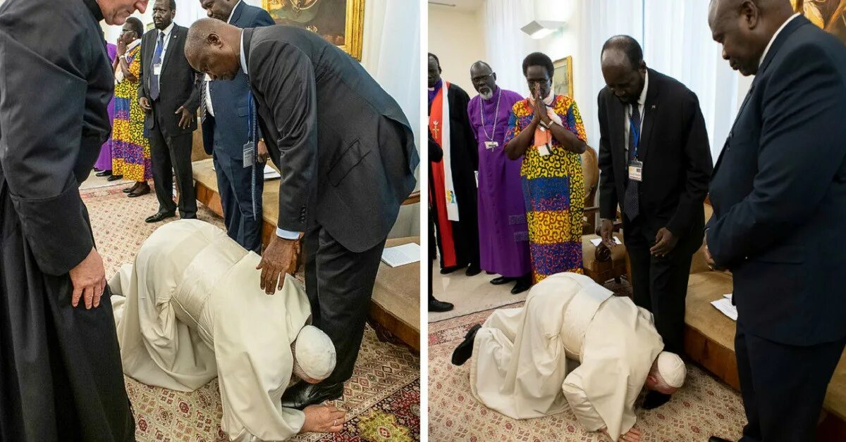 Почему целуют ноги. Папа Римский целует ноги лидерам Южного Судана. Папа Римский Франциск целует ноги. Папа Римский Франциск целует ноги лидерам Южного. Папа Римский моет ноги неграм.