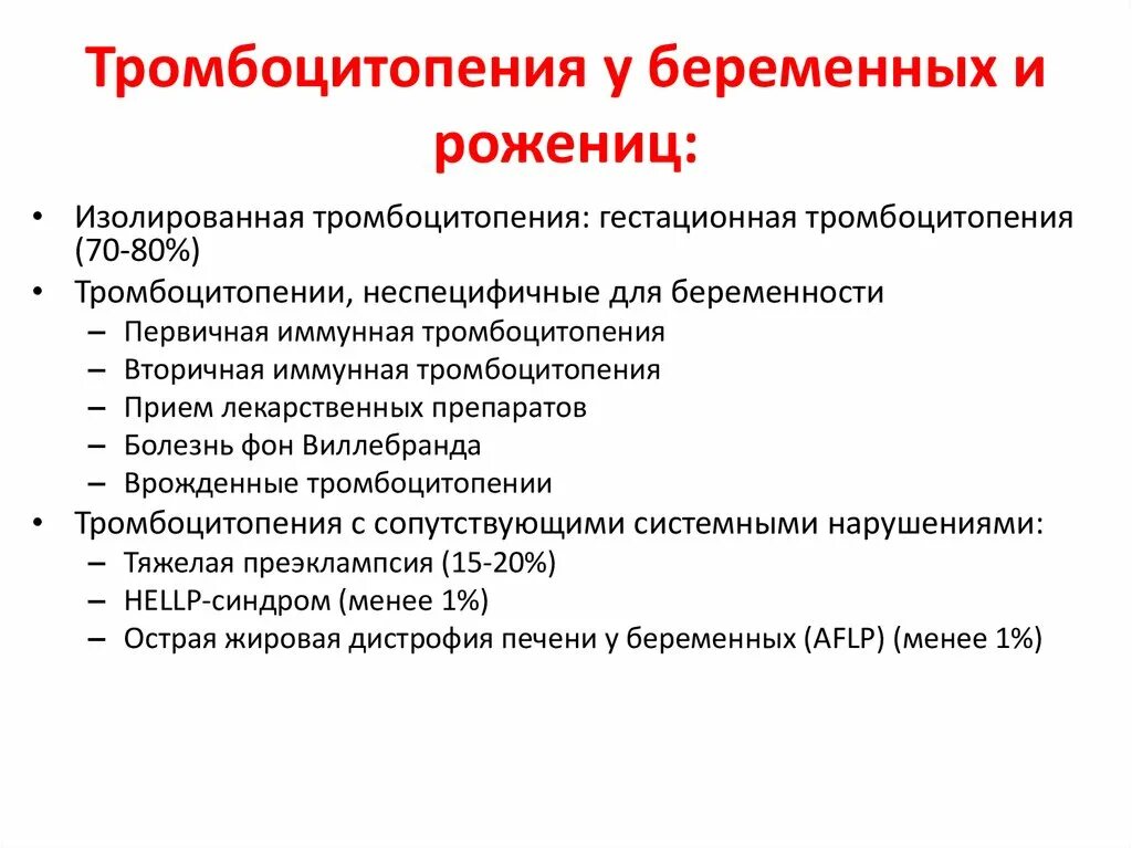 Симптомы тромбоцитопении