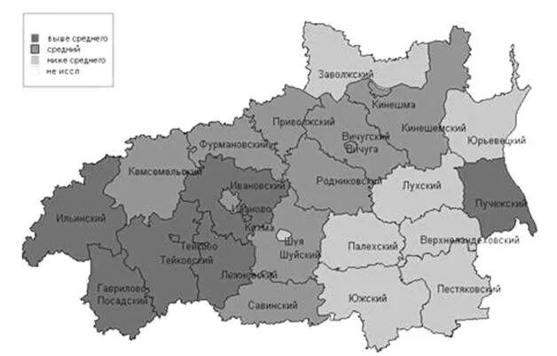 Карта Ивановской области. Карта Ивановская области с городами формата а6. Население ивановского района