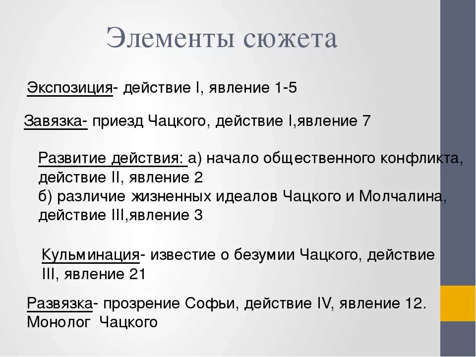 Развитие действия в горе от ума. Элементы сюжета горе от ума. Композиция комедии горе от ума. Завязка в горе от ума.