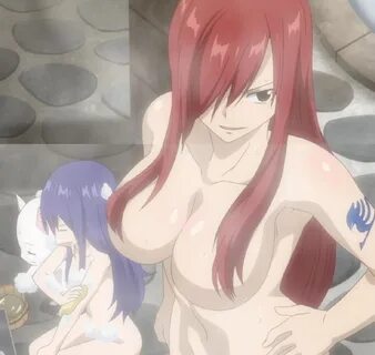 erza scarlet, wendy marvell, fairy tail, stitched, 2girls, bathing.