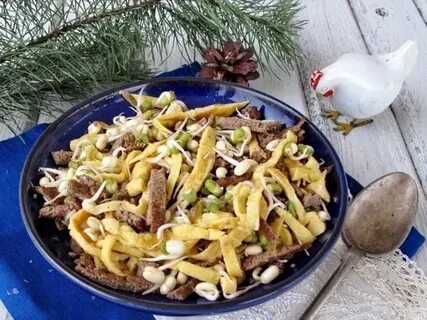 Салат с печенью и блинчиками