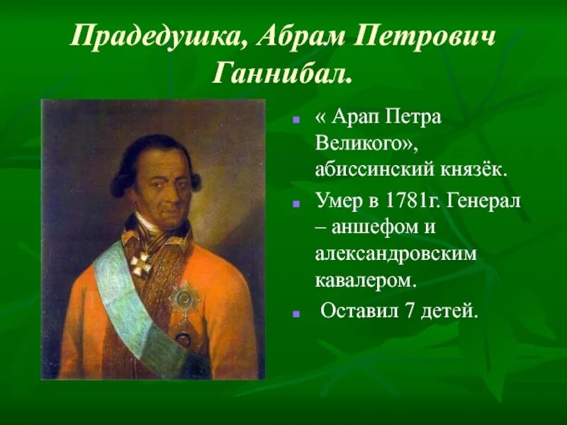 Ганнибал арап Петра Великого. Имя арапа ганнибала 5 букв