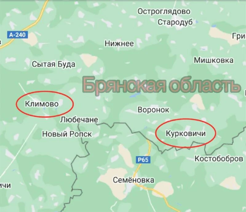 курковичи на карте брянской