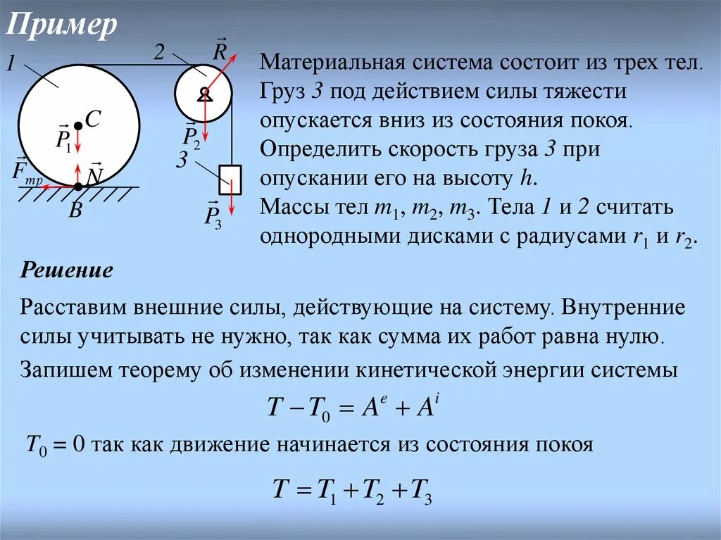 Сила трех тел. Определить скорость груза. Механическая система тел это. Механическая система состоит из. Механическая система состоит из груза 1.