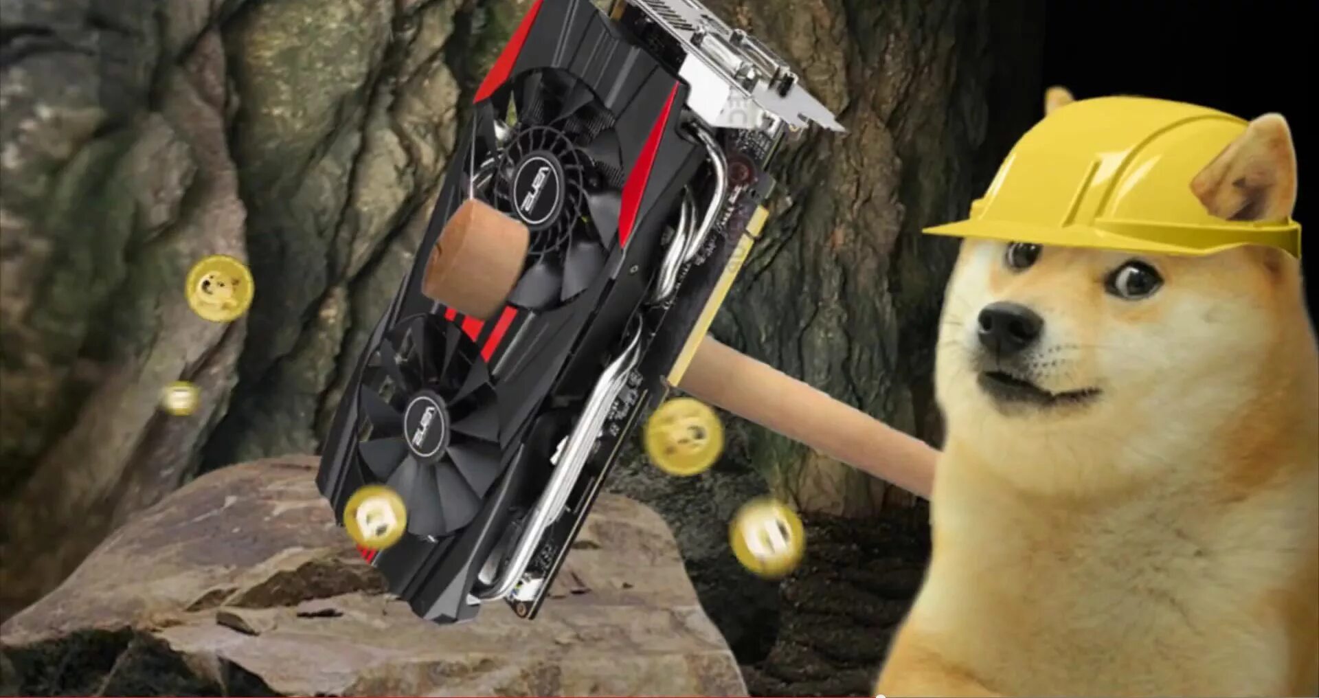 Mining memes. Dogecoin mining. собака в каске. doge в каске. майнинг собака.