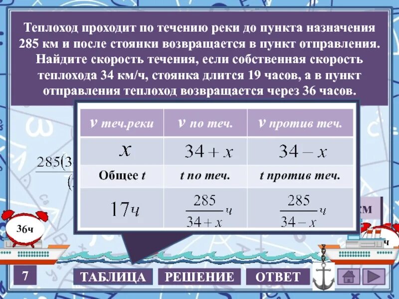 Теплоход проходит по течению реки до пункта назначения. Теплоход проходит по течению. Найти скорость течения реки. Теплоход по течению реки