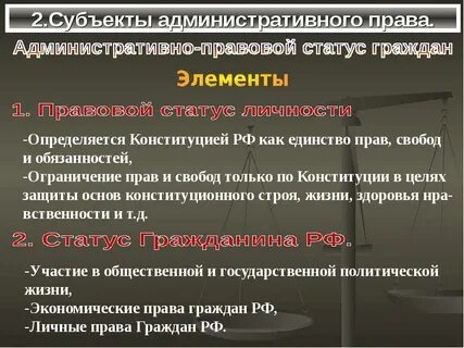 Элементы административно правового статуса индивидуальных субъектов