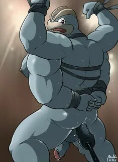 maldu, machamp, nintendo, 1boy, anal, anal sex, anthro, ass, balls, bondage...