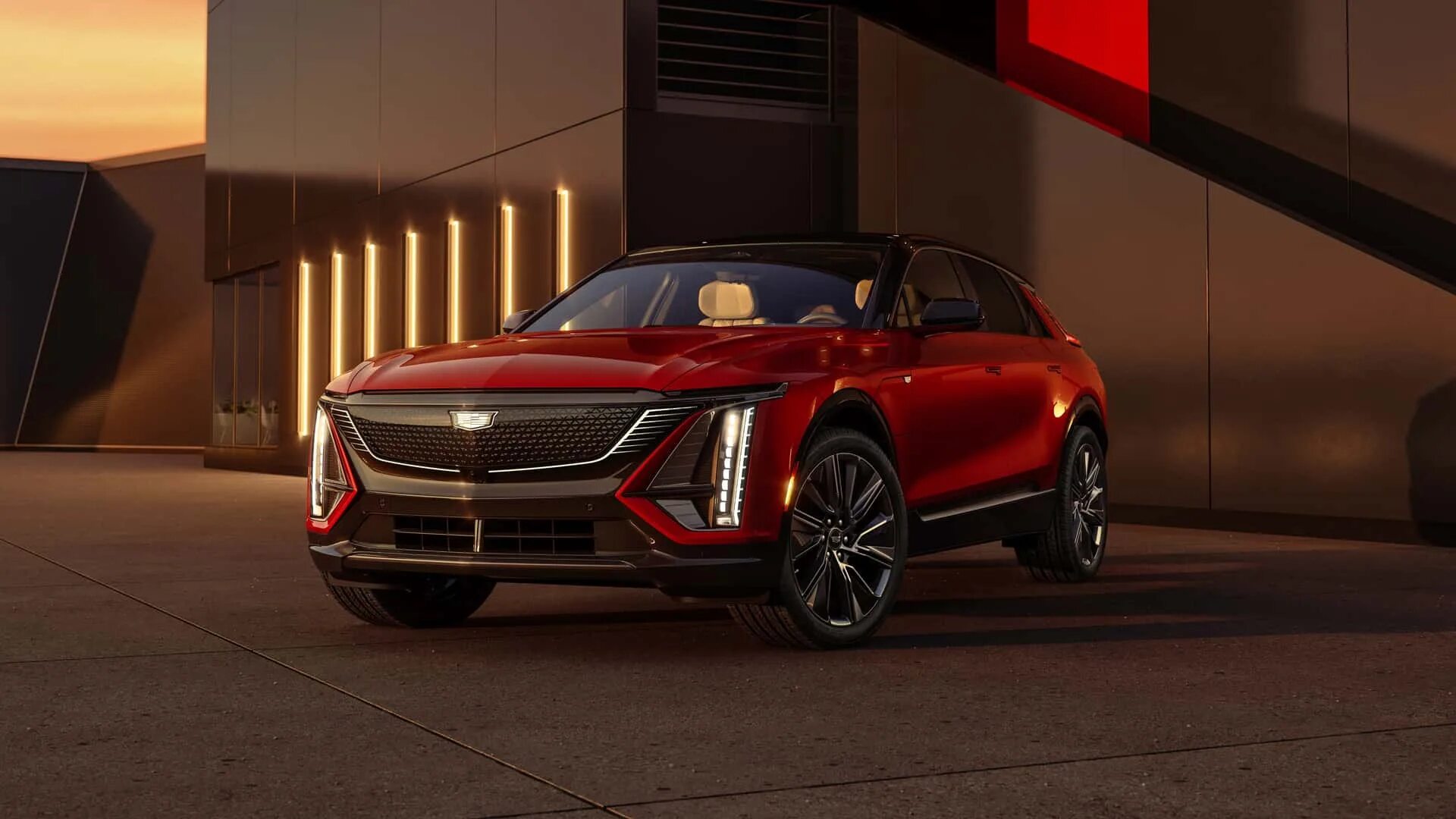 Какие будут машины в 2025. Cadillac lyriq 2025. cadillac lyriq 2025. cadillac 2025 кроссовер. кадиллак кроссовер красный.