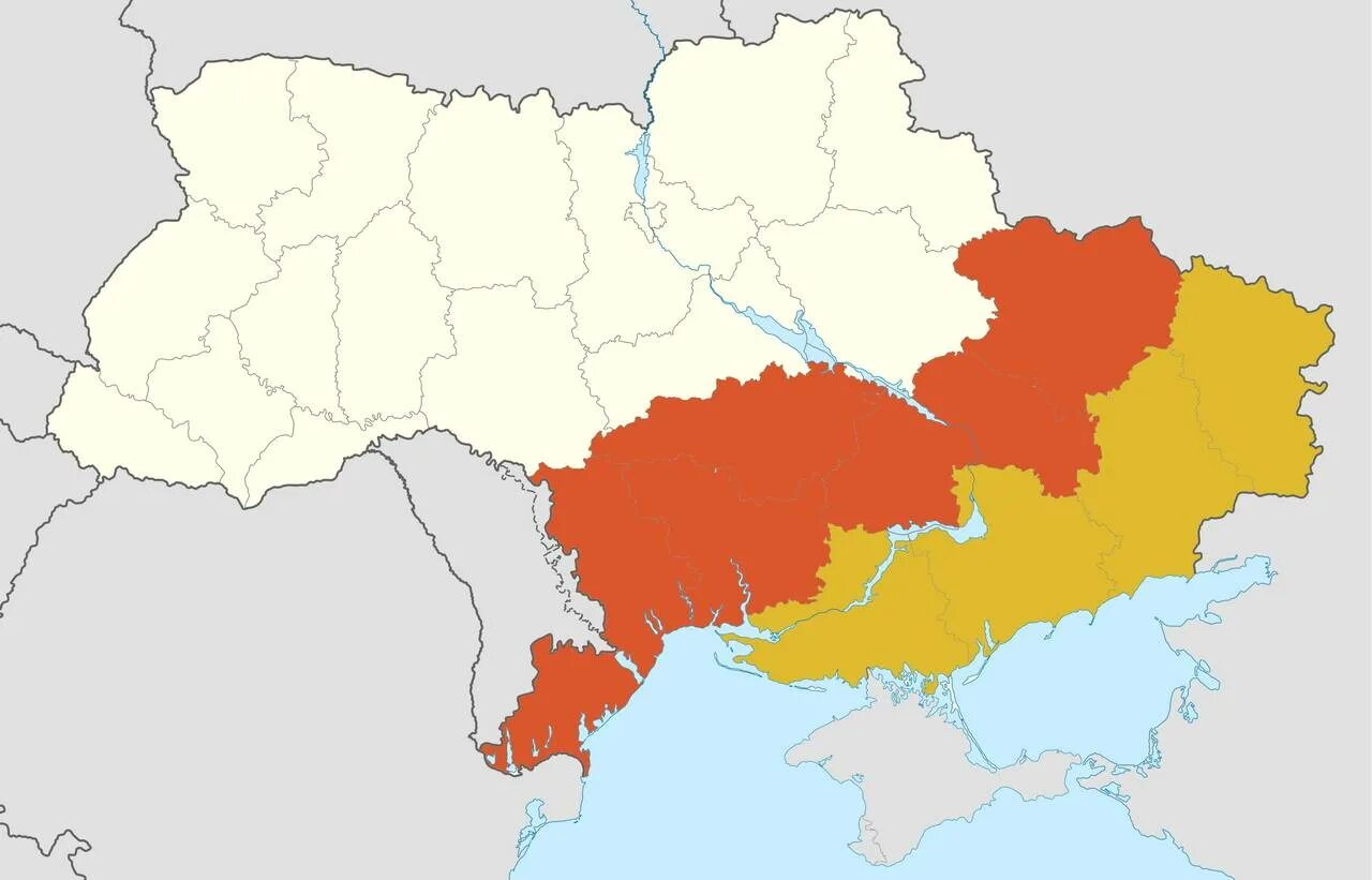 Карта Украины. Украина в составе России. Восточная Украина присоединится к России. Юго Восток Украины.