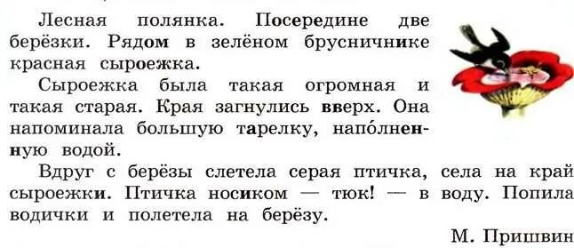 Прочитайте приветливо. Сыроежка текст. Сыроежка пришвин текст. Изложение сыроежка. Текст сыроежка 3 класс.