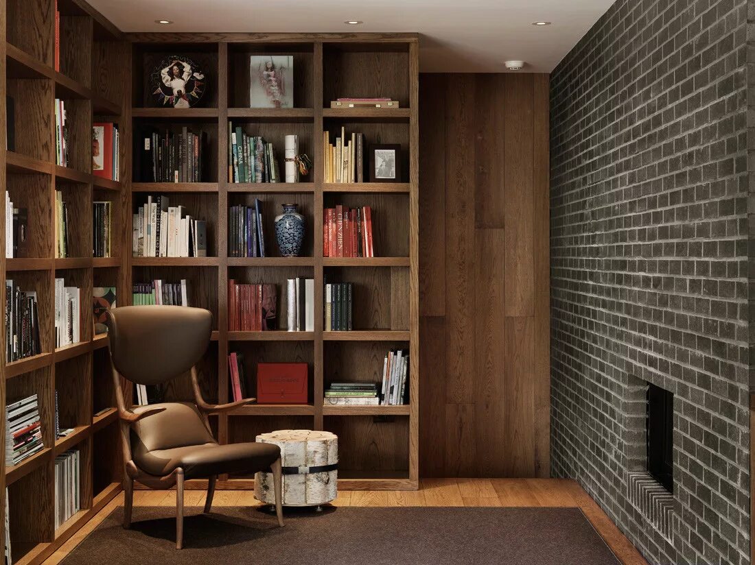 Download wallpaper interior, library, office, home office, built around you, hou