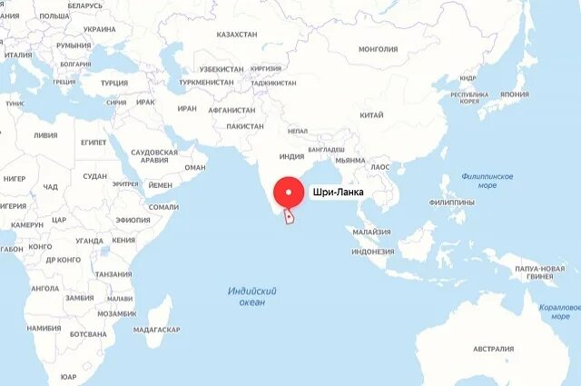Где находится шри ланка океан. Шри Ланка на мировой карте.