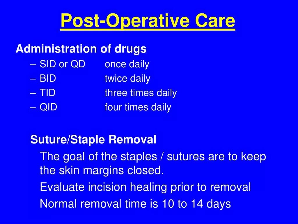 Post op Care. Aiding in Post-operative Recovery.