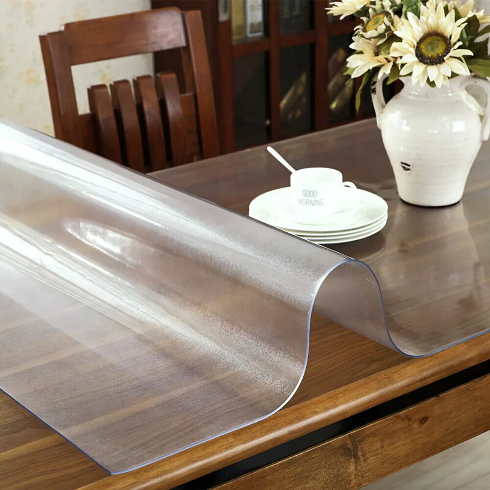 прозрачная скатерть "мягкое стекло 3в1". 113325. пленка пвх 500 мкм. мягкое гибкое стекло на стол. гибкое стекло, скатерть прозрачная soft glass размер 120x80 см.