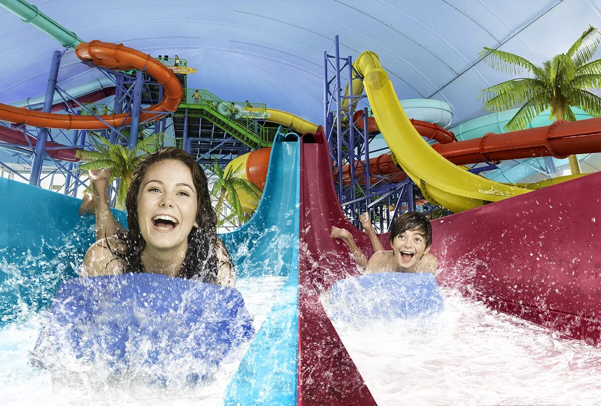 Про аквапарк. Fallsview indoor waterpark. дети в аквапарке. люди в аквапарке. аквапарк с горками.