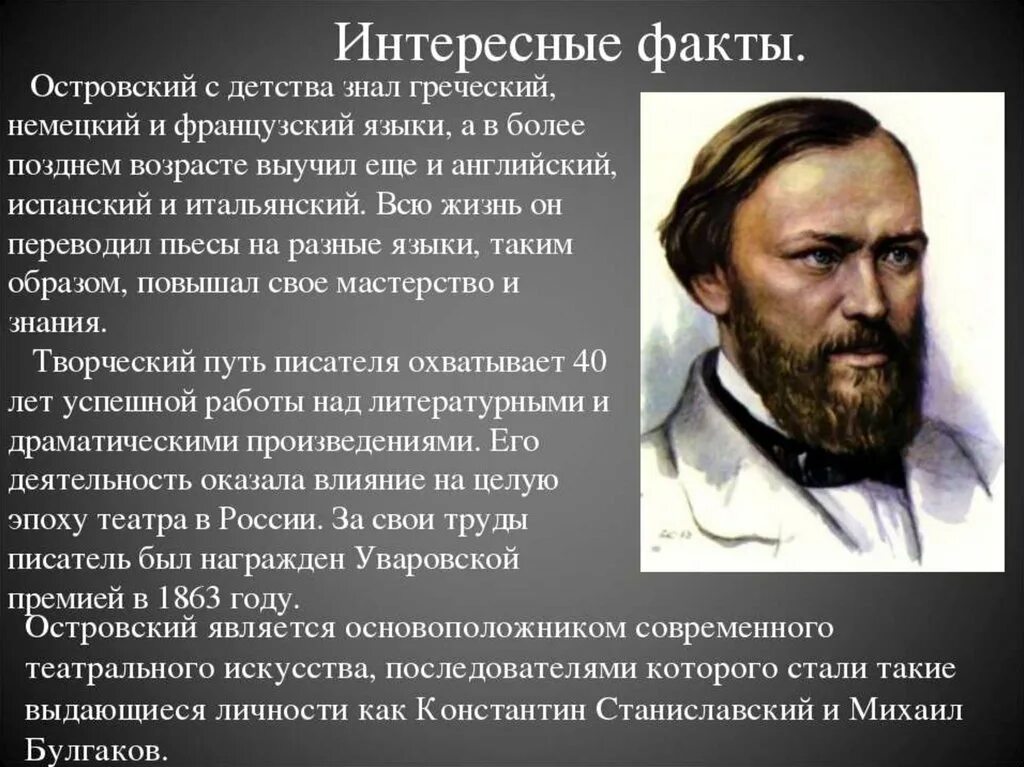 Факты самые писатели. Творчество а н Островского. Биография Островского. Островский краткая биография. Краткая биография Островского.